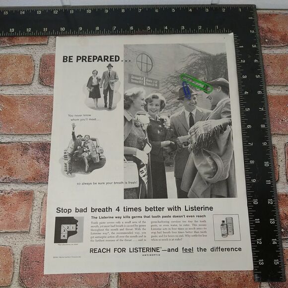 Listerine "Be Prepared Never‎ Know Who You'll Meet" - Vtg 1961 B&W PRINT AD - Picture 3 of 10